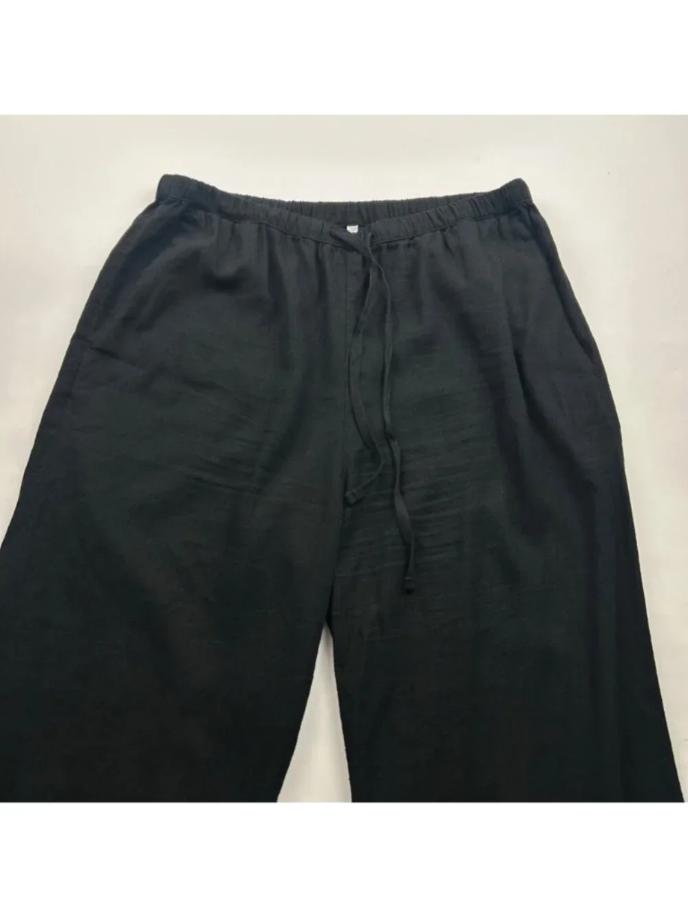 Caslon Black Linen Blend Wide Leg Lounge Pant M